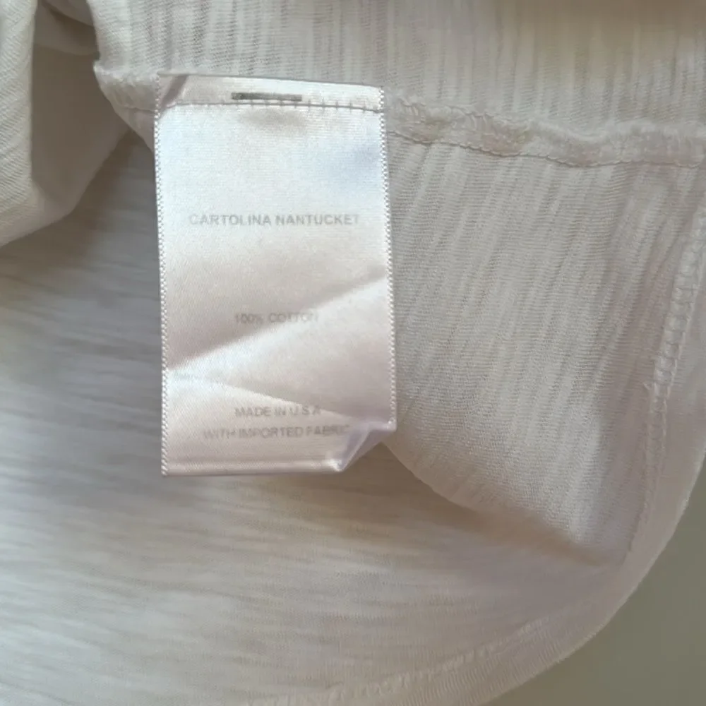 100% Ringspun Cotton Ruffle Cap Sleeve Shirt By Cartolina - Picture 3 of 6